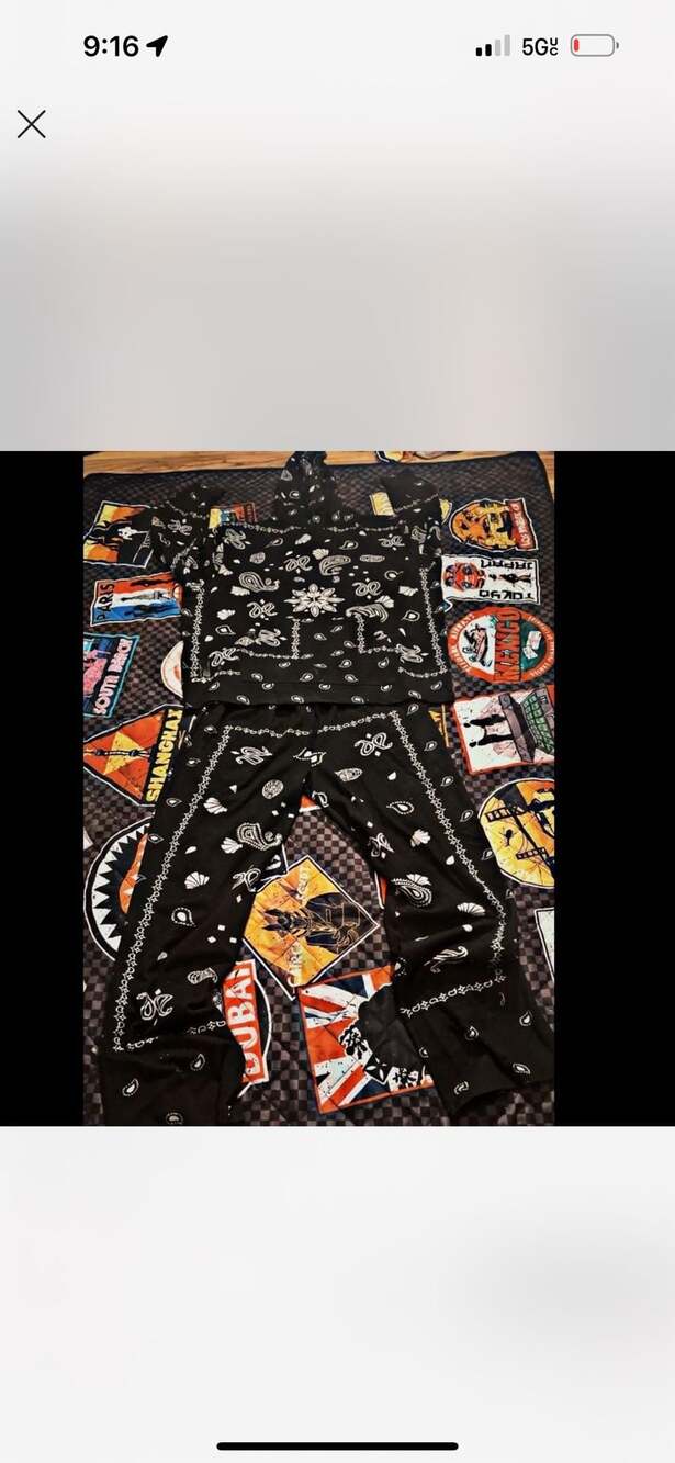 Black Paisley Print Hoodie and Jogger Sweatpants Set